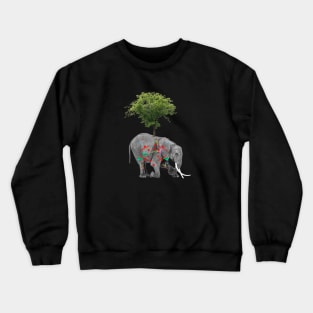 Tree Elephant Collage Crewneck Sweatshirt